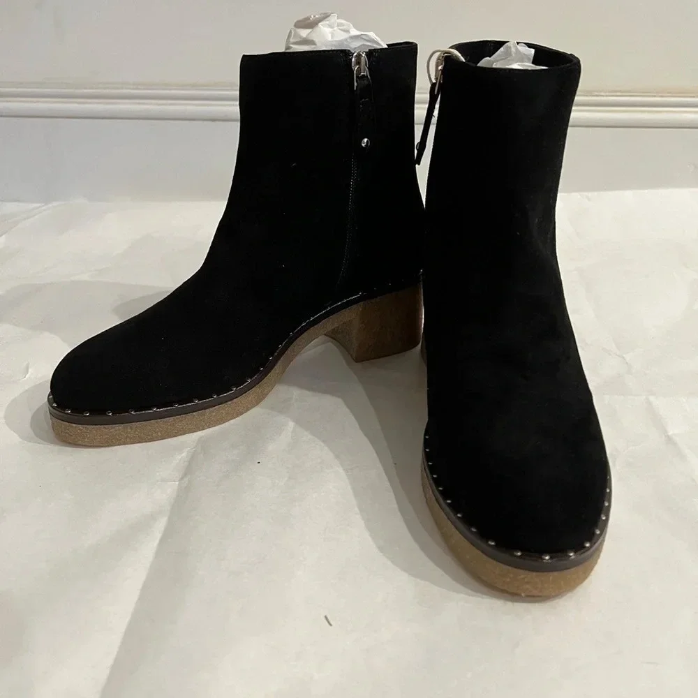 BRUGLIA Milano Ankle Boots EU 39 US 9 Black Comfort Suede NWB